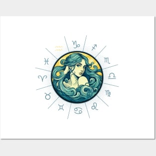 ZODIAC Aquarius - Astrological AQUARIUS - AQUARIUS - ZODIAC sign - Van Gogh style - 12 Posters and Art